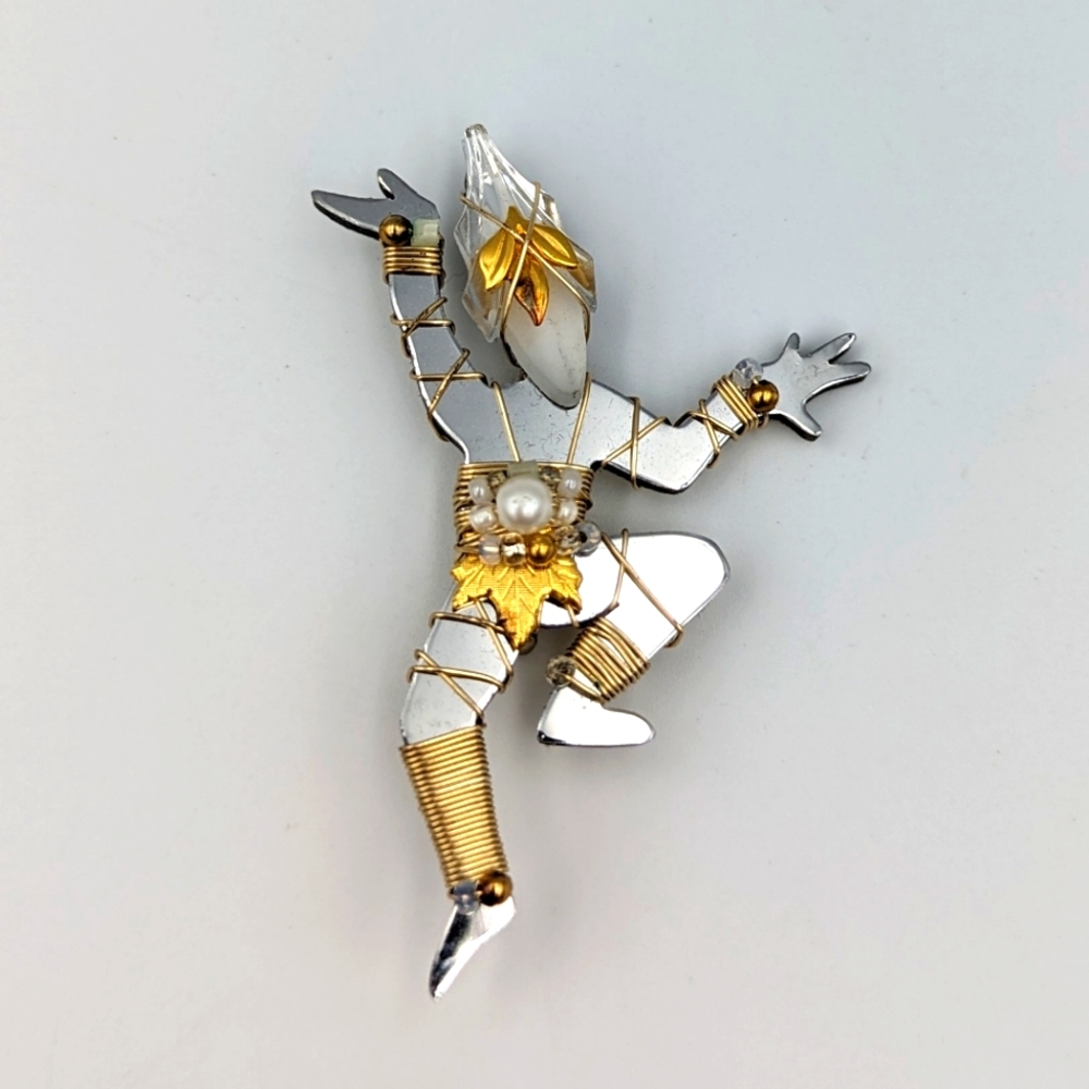 Jill Elizabeth Liztech Oriental Dancing Figure Mirrored 2001 Brooch/Pin